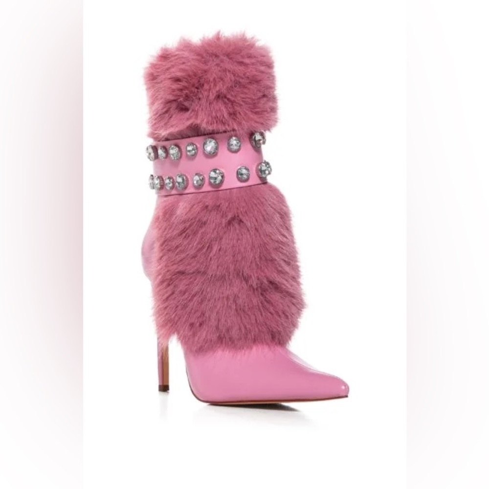 •STATEN• FUZZY FUCHSIA EMBELLISHED BOOTIE BY AZALEA WANG - Picture 3 of 4
